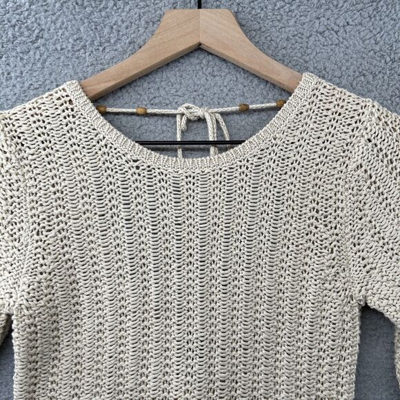 NWT GAP Sweater Womens XS Beige Cotton Open Knit Y2K 2000s Boho Fairy Art Indie - Picture 3 of 14
